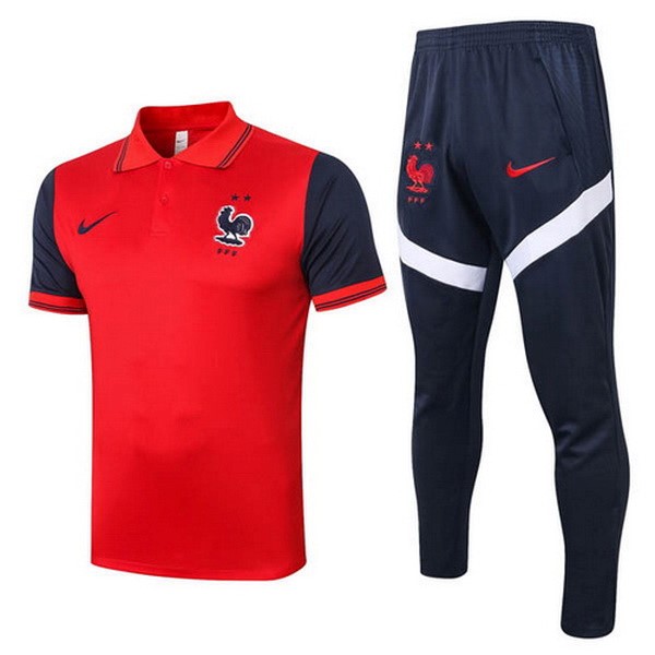 Polo Football Ensemble Complet France 2020 Rouge Noir